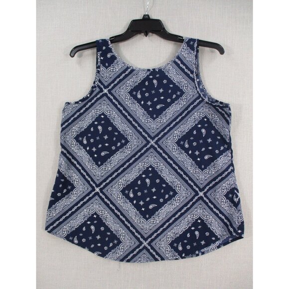 Navy Blue Bandana Print Sleeveless Tank Top By Faded Glory - Picture 6 of 7
